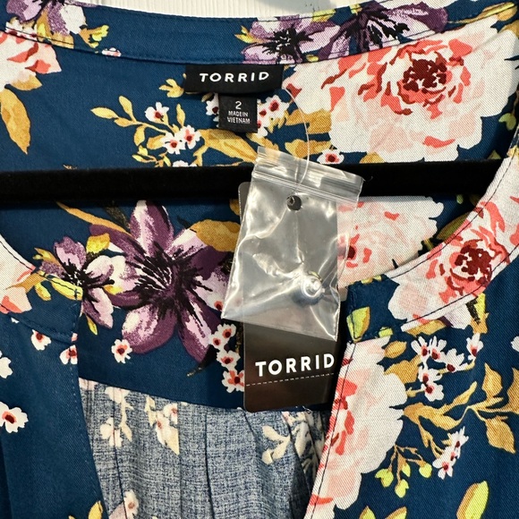 NWT Torrid blue Floral dress. Size 2 - Picture 3 of 7